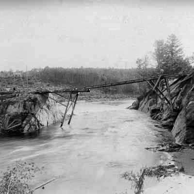 A photo of tracks across the Androscoggin River.