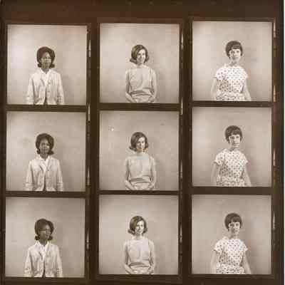 A B/W contact print of unknown girls.