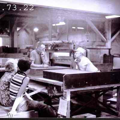 A photo of unidentified mill workers