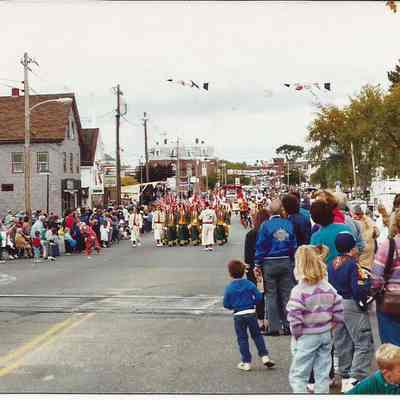 A color photograph of a marching unit in the 250th Anniversary Parade.