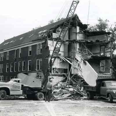 A photo of some Mill street buildings being demolished.