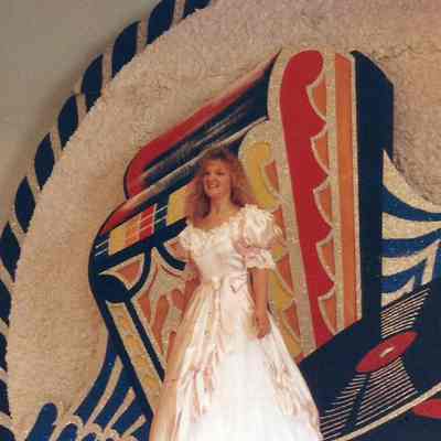 Michele Byras practicing her Gown Walk.