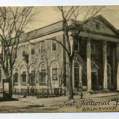 Postcard of First National Bank, Brunswick, Maine