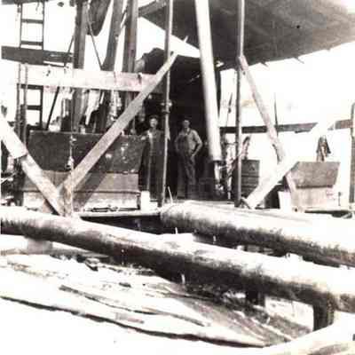 A photo view of some workmen at the Pejepscot Mill.