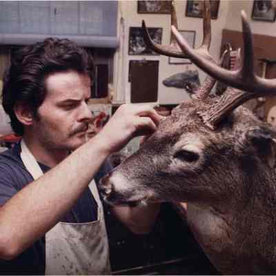 A photo view of Randy Brooks, taxidermist. 8/9/1991.