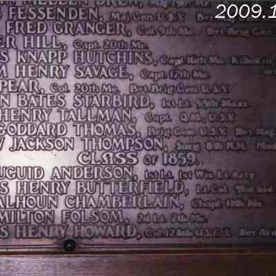 A photo of a plaque at Bowdoin College
