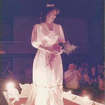 A color photograph of the 1985 Miss Brunswick Patricia Stuart.