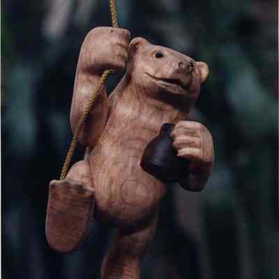 A photo view of a carved "Pooh" bear. 12/13/1991.