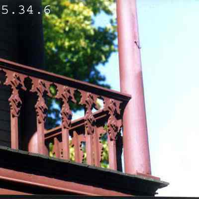 A photo of the porch railing at the Chamberlain House.
