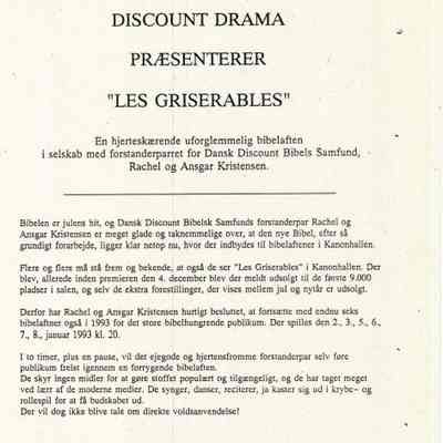 Discount Drama præsenterer "Les Griserables"