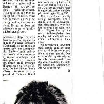 Annemarie Helger om sig selv