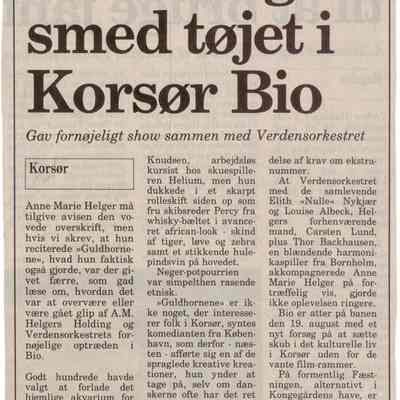 A.M. Helger smed tøjet i Korsør Bio