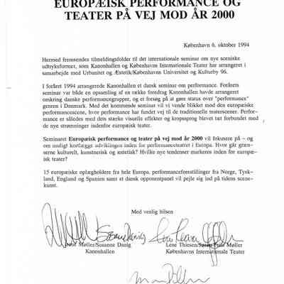 Europæisk performance og teater på vej mod år 2000