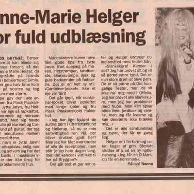 Anne Marie Helger for fuld udblæsning