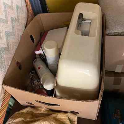 Box with sewing machine