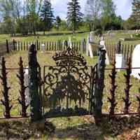          John Kilby Family plot, Dennysville town cemetery.; Art Nouveau wrought-iron fence and gate from the late 19th century around a Kilby family plot.
   