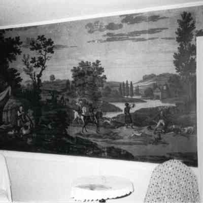 John Kilby House Interior: Hand painted wall paper in the "North Living Room".