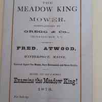 Meadow King Mower Advertising Booklet