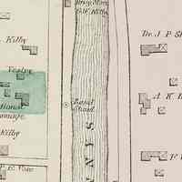          Kilby House and Barn in Dennysville across the Dennys River from John P. Sheahan House in Edmunds; Detail of map of Dennysville Village with the Kilby House, Dennys River, and Dr. John P. Sheahan House on the River Road in Edmunds, from the Colby Atlas of 1881.  Alfred Kilby was living at the time in the house built by his father Theophilus.
   