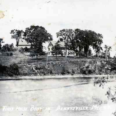 Postcard showing the Lincoln House and Dennys River in Dennysville, Maine.: The image was taken from the Edmunds side of the river, probably around 1900.