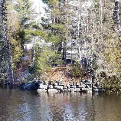 Stone Abutment of the former Lower Bridge, Edmunds, Maine.