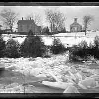 Congregational Parsonage and Vestry viewed across the Ice on the Dennys River