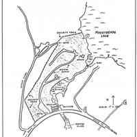          Map of the Eastern Surplus Company storage site at the headwater of the Dennys River in Meddybemps, Maine.
   