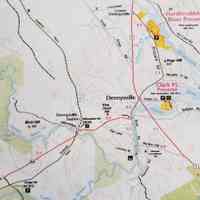          Dennys River Narrows Trail Map, 2022; Clark Point Preserve is marked on the trail map of the area prepared by Cobscook Shores in 2022, accessed from a small parking area at the end of Foster's Lane in Dennysville.
   