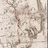          Dennys River Townships, detail from the Lottery Map of 1786, created by Rufus Putnam
   