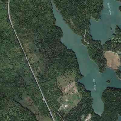 Burnt Cove, Edmunds, Maine: Satellite image of the Burnt Cove District in South Edmunds, Maine, accessed on Google Earth on 08-12-2023.