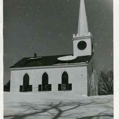 Dennysville-Edmunds Congregational Meetinghouse in winter.