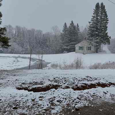 Park pond, winter view.