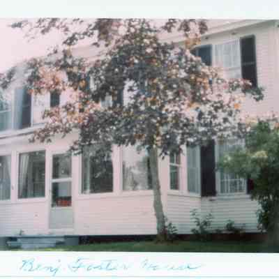Benjamin Foster House, Dennysville, Maine, in the 1980's.: Faced of the Deacon Benjamin Foster House, with an enclosed front porch, during the residence of Donald and Mina Phinney