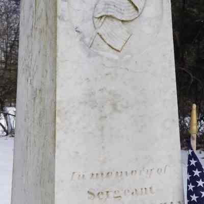 Memorial to Sergeant William Sheahan, Co. F., Sixth Maine Volunteers.: "Killed at the battle of Rappahannock Station, Nov. 7, 1863, aged 27 years, eight months.