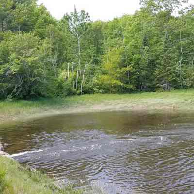 Dock Brook, Dennysville, Maine: A culvert has now replaced Dock Bridge which once spanned the flow of tide water from the Dennys River into Dock Brook, on Route 86.