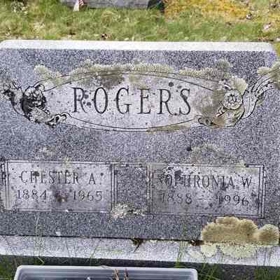 Rodgers Lot: Sophronia Rodgers is the most recent burial in the cemetery. She was in her 108th year at the time of her death.