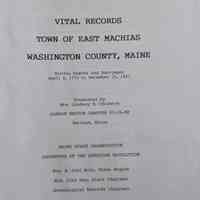 East Machias, Maine, Vital Records April 6, 1772 to December 31, 1891