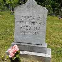          East Ridge Cemetery, Cathance Township, Maine; Grace M., wife of Orrin V. Preston, 1844-1927: We then shall see forever and worship face to face.