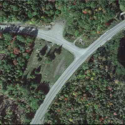 Evergreen Cemetery in Cooper Maine: Birds eye view of the Evergreen cemetery a the junction of Route 191 and the Alexander Road in Cooper, Maine, from Google Earth, accessed on 08-12-2023.
