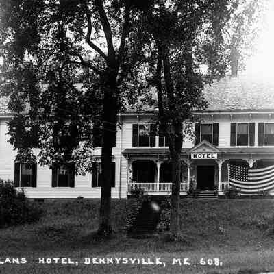 H.H. Allan Hotel, Dennysville, Maine, 1832: Herbert H. Allan, inherited the hotel from his father John D. Allan, opened his home as H.H. Allen's Hotel in 1932, which he operated until his death in 1942, when the business was continued by his wife, Evelyn (Sherrard), until was taken over by Mr. and Mrs. Fred Johnson, Jr., who renamed it the Dennys River Inn.