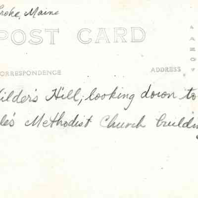 Verso of postcard showing Cueh Wilder's Hill.