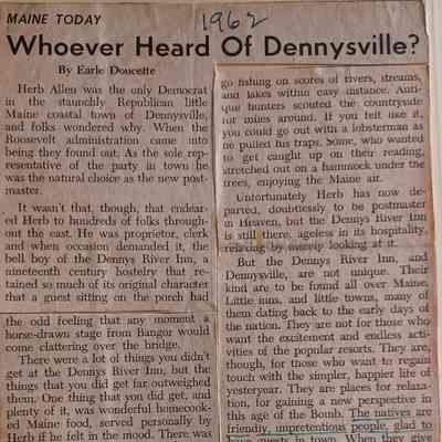 Newspaper Clippings About Dennysvlle, Maine