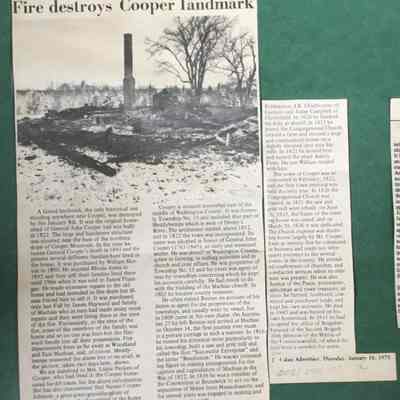 Newspaper Clipping: Fire Destroys Cooper Landmark