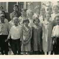          Lyons Hill School in Edmunds Maine, with Teacher Edith (McRae) Hobart, in 1926
   