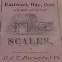          Hay Scales Booklet; Booklet advertising Railroad, Hay and Coal Scales, by E.&T. Fairbanks & Co., St. Johnsbury, Vermont, 1870.
   