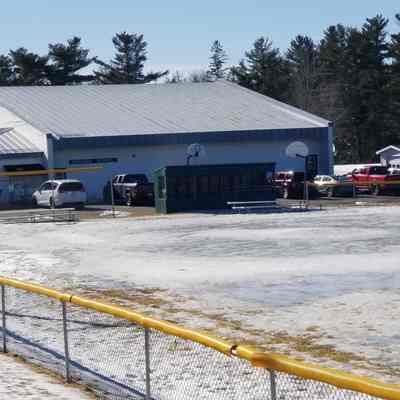 Baseball Diamond under a coating of snow awaits the spring season.