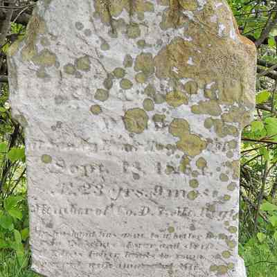 Name Unreadable: Died September 13, 1864, aged 23 years and 9 months, Member of Company D. 7th Maine Regiment