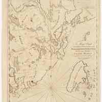          Map and Chart of Passamaquoddy, Machias and Grand Manan, by B.R. Jones; Published according to Act of Congress 1810, plate additions 1822, additions with pen 1835. Includes front and back of page.
   