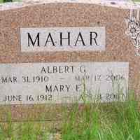          Albert and Mary Mahar Gravestone, Town Cemetery, Dennysville, Maine
   