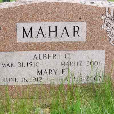 Albert and Mary Mahar Gravestone, Town Cemetery, Dennysville, Maine